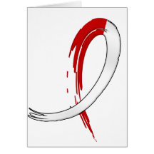 Oral Cancer's Red and White Ribbon A4 Greeting Cards