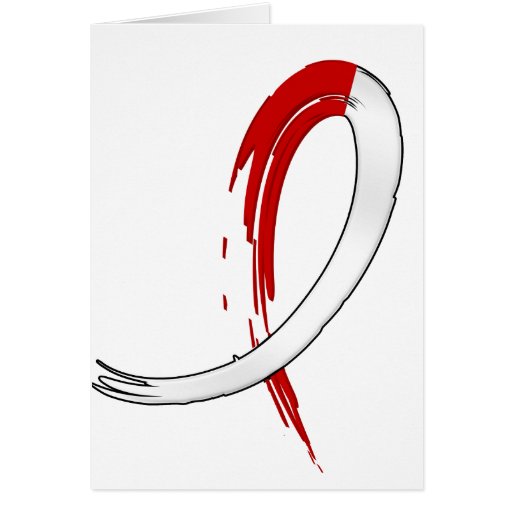 Oral Cancer's Red and White Ribbon A4 Greeting Cards Zazzle