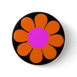 Orange 60's Flower Power Pin