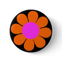 Orange 60's Flower Power Pin buttons by JuJuGarden Orange 60's Flower Power Pin buttons