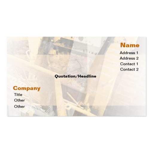 Orange Abstract Tractor Business Card (front side)