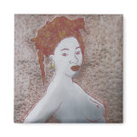 Orange African Woman_Nude Art Gift Magnet