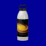 ORANGE AGAINST BLACK SPACE BACKGROUND GALAXY UNIVE water bottles