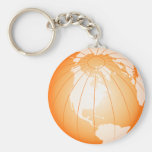 Orange America Globe Key Chain