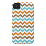 Orange and Aqua Zig Zag Chevrons Pattern iPhone 4 Cases
