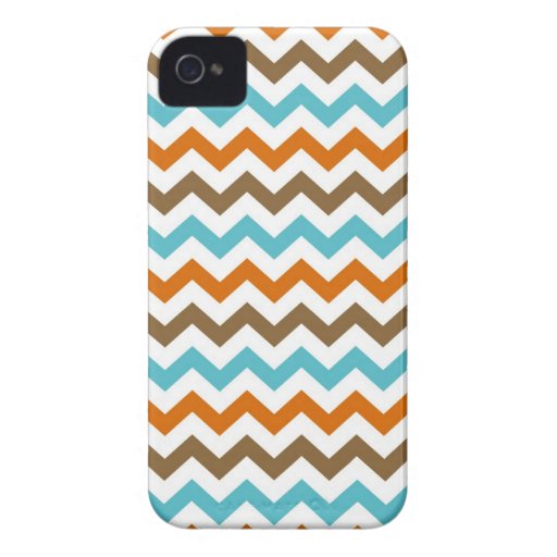 Orange and Aqua Zig Zag Chevrons Pattern iPhone 4 Cases
