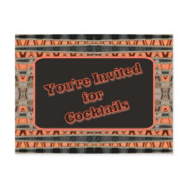 orange and black cocktail invitation postcards by DonnaGraysonAbstract orange and black cocktail invitation postcards