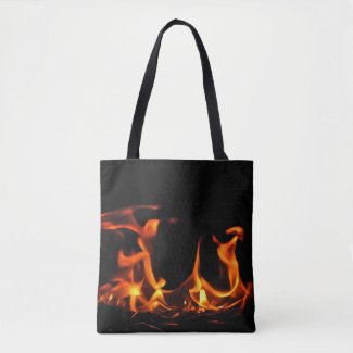 Orange and Black Dancing Fire Flames Tote Bag