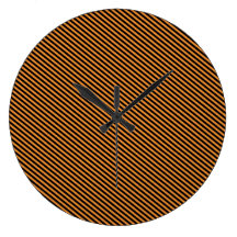 Orange and Black Diagonal Stripes Wallclocks