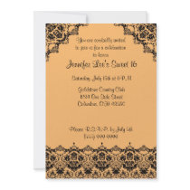 Orange and Black Elegant Sweet16 Invitation