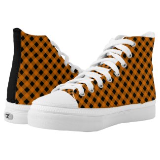 Orange and Black Gingham Checked Pattern