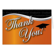 Orange and Black Graduation Thank You cards