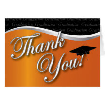 Orange and Black Graduation Thank You Cards