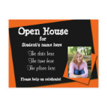 Orange and black open house invitation postcards