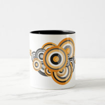 Orange and black orbs mugs