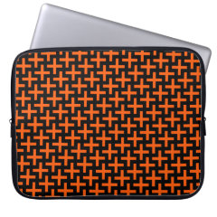 Orange and Black Pattern Crosses Plus Signs Computer Sleeves