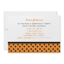 Orange and Black Polka Dot Party Invitations