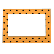 Orange and Black Polka Dot Pattern. Photo Frame Magnet