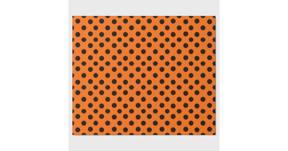 Orange and Black Polka Dots Wrapping Paper Zazzle