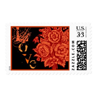 Orange and Black Rose Halloween Bouquet Stamp