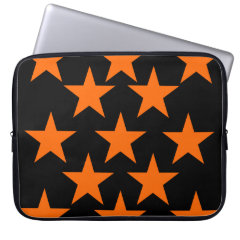 Orange and Black Super Stars Pattern Laptop Sleeve