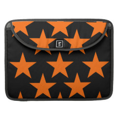Orange and Black Super Stars Pattern MacBook Pro Sleeves