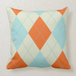 Orange and Blue Argyle Pattern Pillow pillows