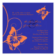 Orange and Blue Butterfly Wedding Invitation