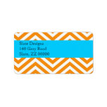 Orange and Blue Chevron Address Label