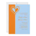 Orange and Blue Heart Wedding Invitation