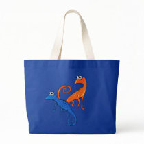 Orange and Blue Lizards Bag by Lotacats Orange and Blue Lizards Bag
