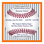 Orange And Blue Pinstripes Baseball Birthday Party Personalized Invite