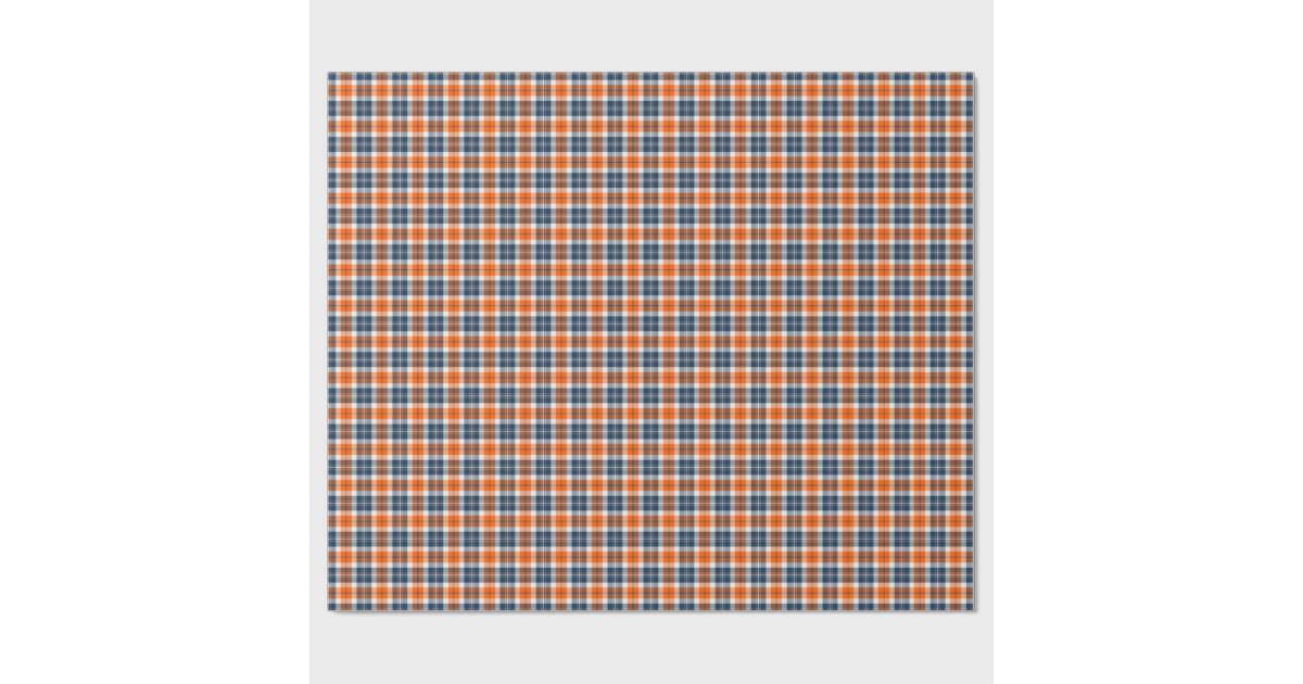 Orange and Blue Sporty Plaid Wrapping Paper | Zazzle