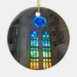Orange and Blue Stained Glass Christmas Tree Ornaments
