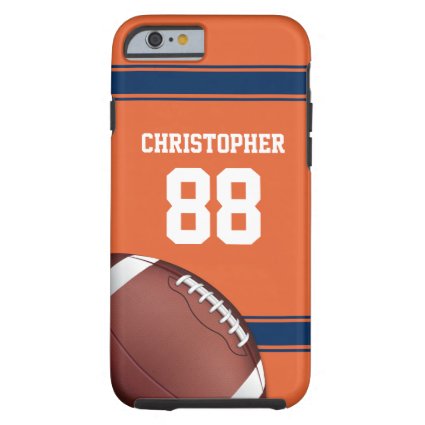 Orange and Blue Stripes Jersey Grid Iron Football Tough iPhone 6 Case