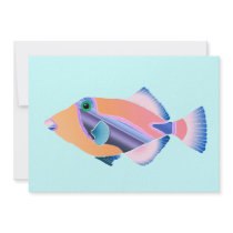 Orange and Blue Tropical Fish Personalized Announcements