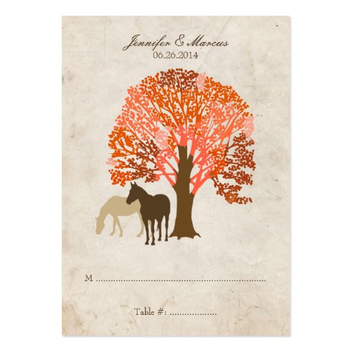 Orange and Brown Autumn Horses Business Card (front side)