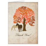 Orange and Brown Autumn Horses Thank You Greeting Cards