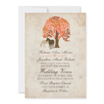 Orange and Brown Autumn Horses Wedding Invitation