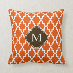 Orange and Brown Moroccan Monogram Pillow