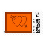 Orange and Chocolate Brown Wedding Love Stamps