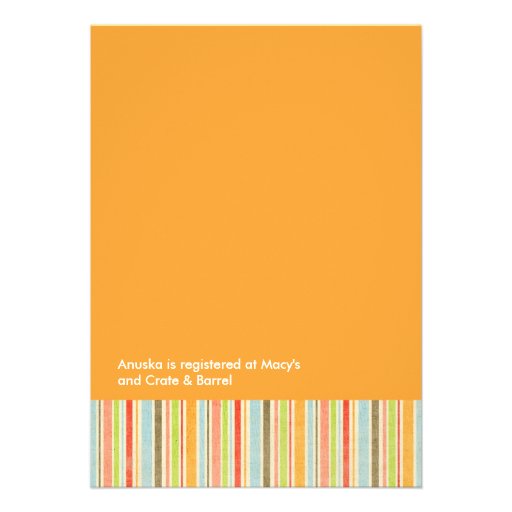 Orange and Colored Stripes Bridal Shower Invites