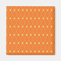 Orange and Cream Diamonds Square Argyle Pattern Refrigerator Magnet