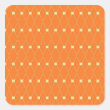 Orange and Cream Diamonds Square Argyle Pattern Square Sticker
