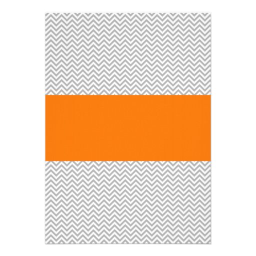 Orange and Gray Chevron Baby Shower Invitations