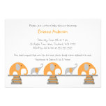 Orange and Gray elephants book baby shower invite