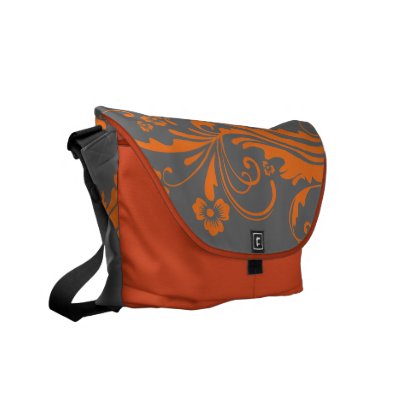 Orange and Gray Floral Chic Courier Bags