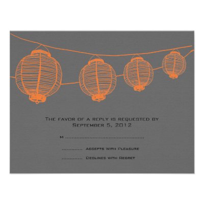 Orange and Gray Lanterns Wedding RSVP Announcement
