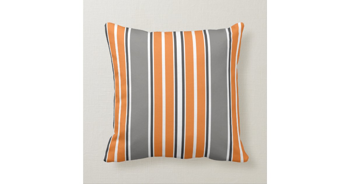 Orange and Gray Stripe Throw Pillows Zazzle