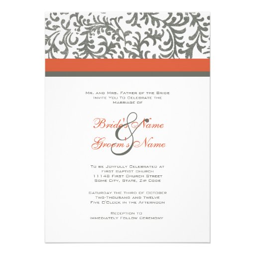 Orange and Gray Wedding Invitation